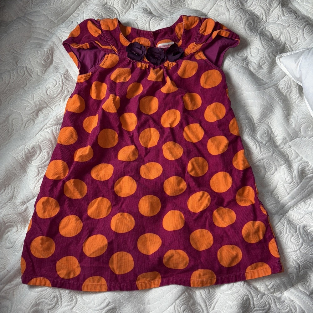OshKosh Bgosh Genuine Kids Purple Corduroy Dress with Flower Applique Size 5T